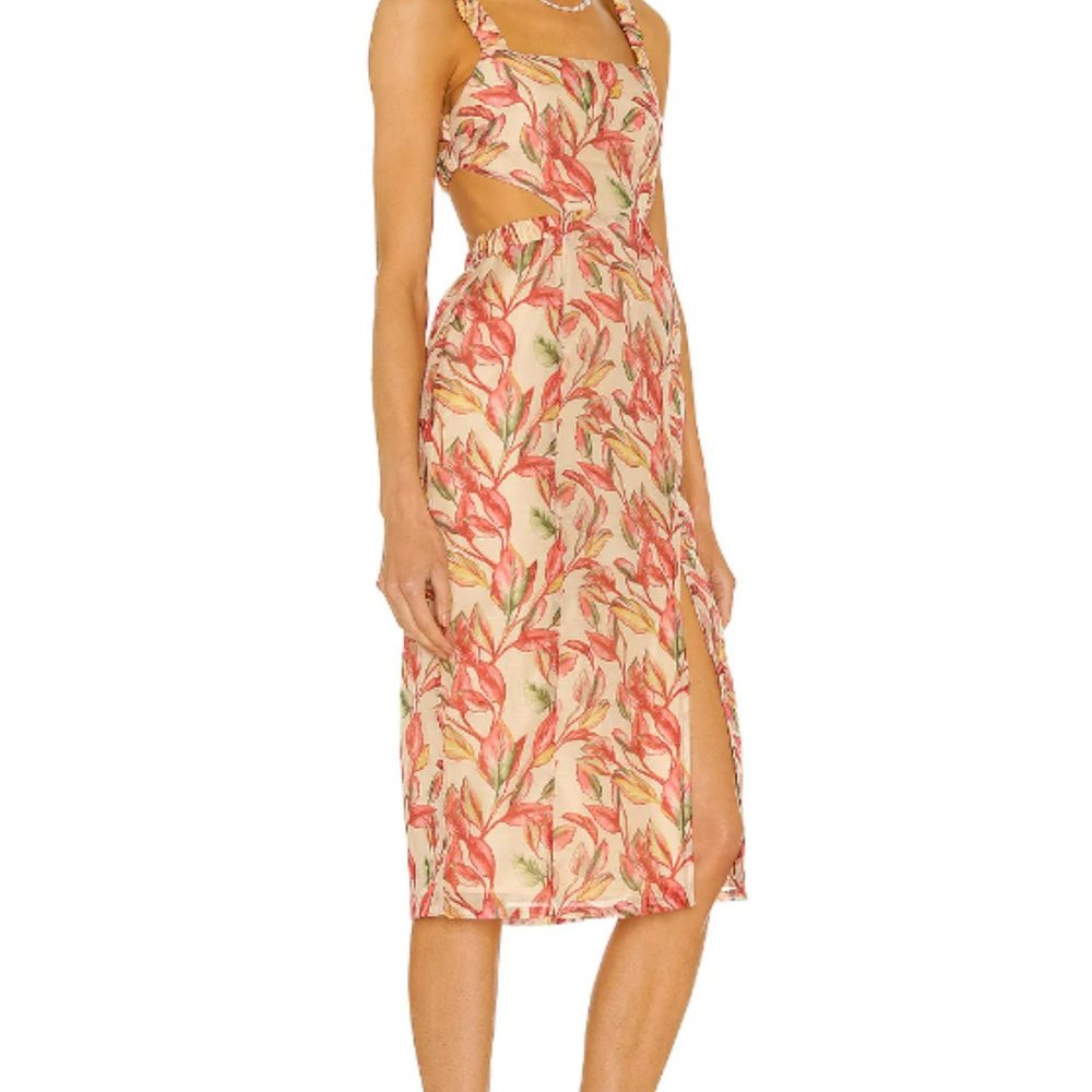 Revolve / Lovers + Friends Floral Cutout Midi Dress